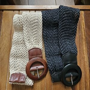 Women'sWoven Belt Set - Black and Cream